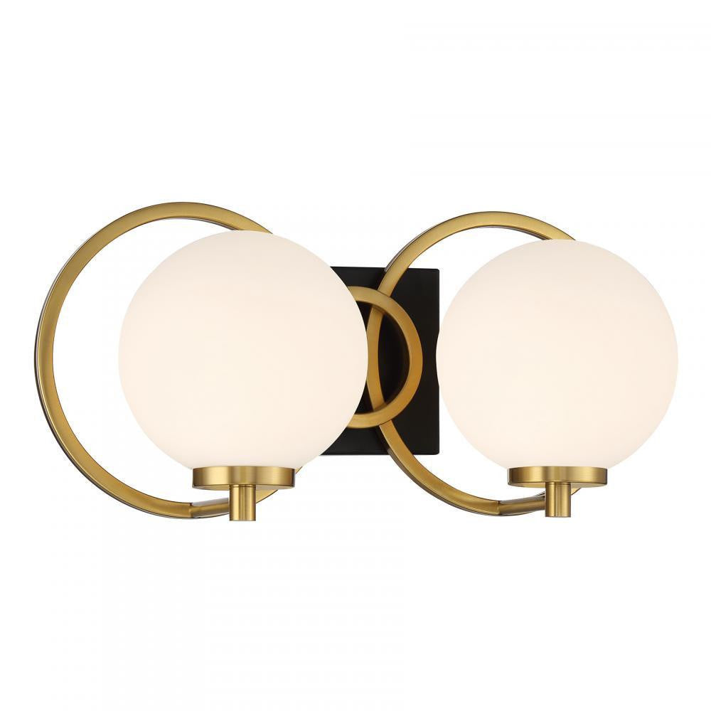 Savoy House Alhambra 2-Light Bathroom Vanity Light Matte Black with Warm Brass