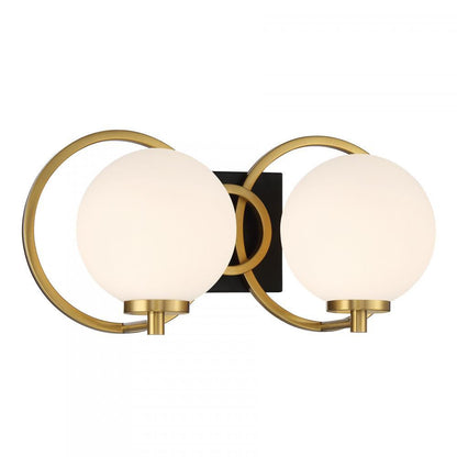 Savoy House Alhambra 2-Light Bathroom Vanity Light Matte Black with Warm Brass