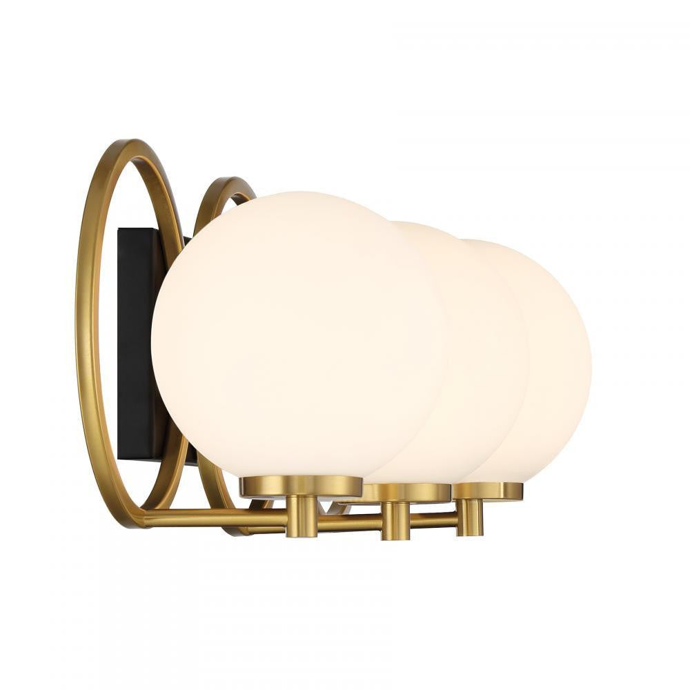 Savoy House Alhambra 3-Light Bathroom Vanity Light Matte Black with Warm Brass