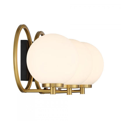 Savoy House Alhambra 3-Light Bathroom Vanity Light Matte Black with Warm Brass
