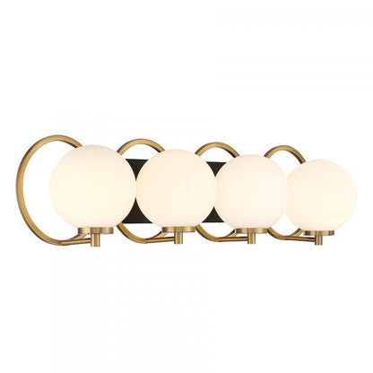Savoy House Alhambra 4-Light Bathroom Vanity Light Matte Black with Warm Brass