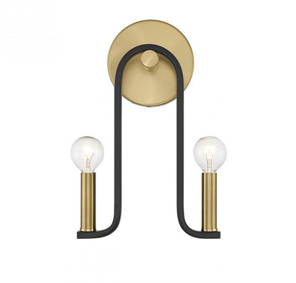 Savoy House Archway 2-Light Wall Sconce Matte Black with Warm Brass