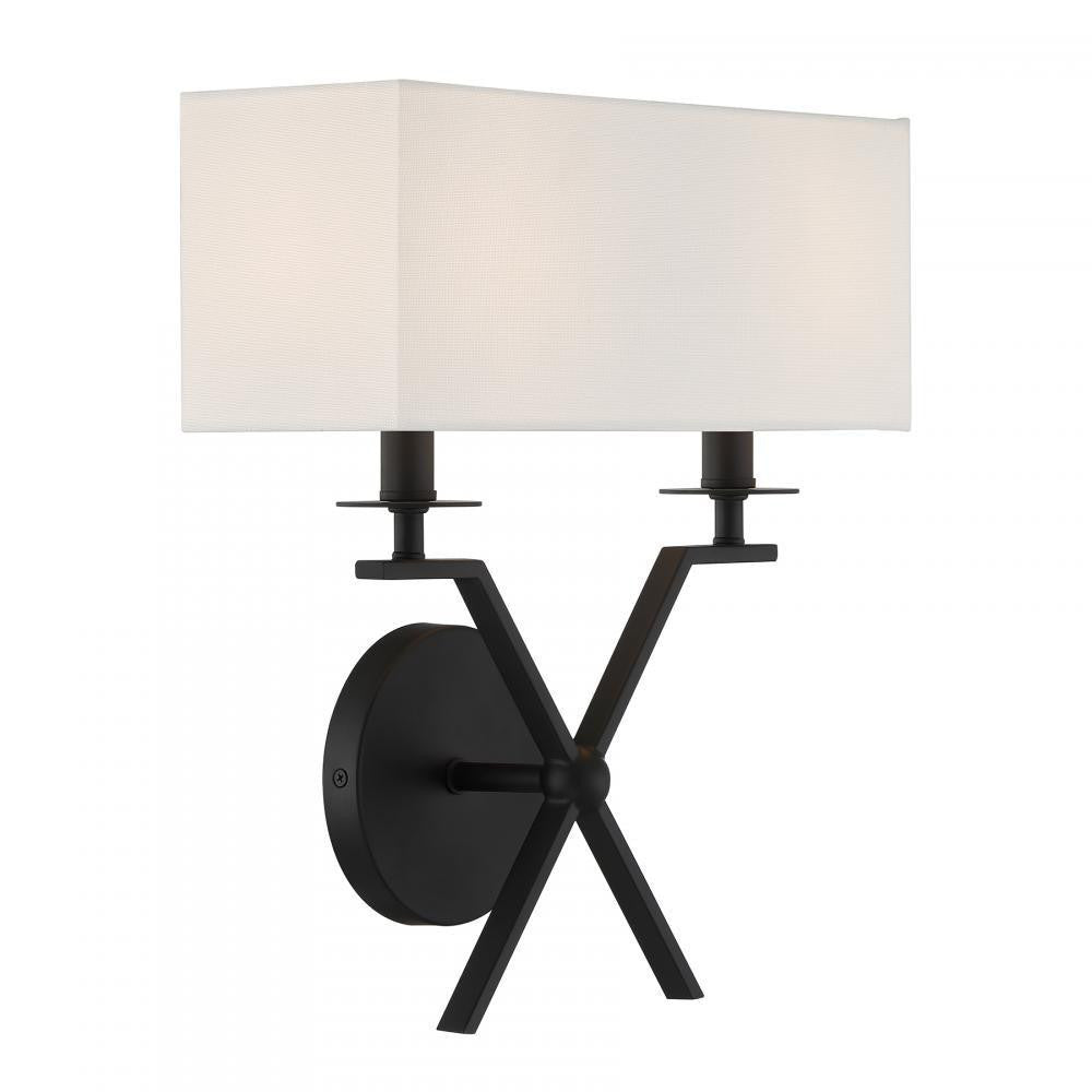 Savoy House Arondale 2-Light Wall Sconce in Matte Black, Savoy House 9-3305-2-89 ALYJW