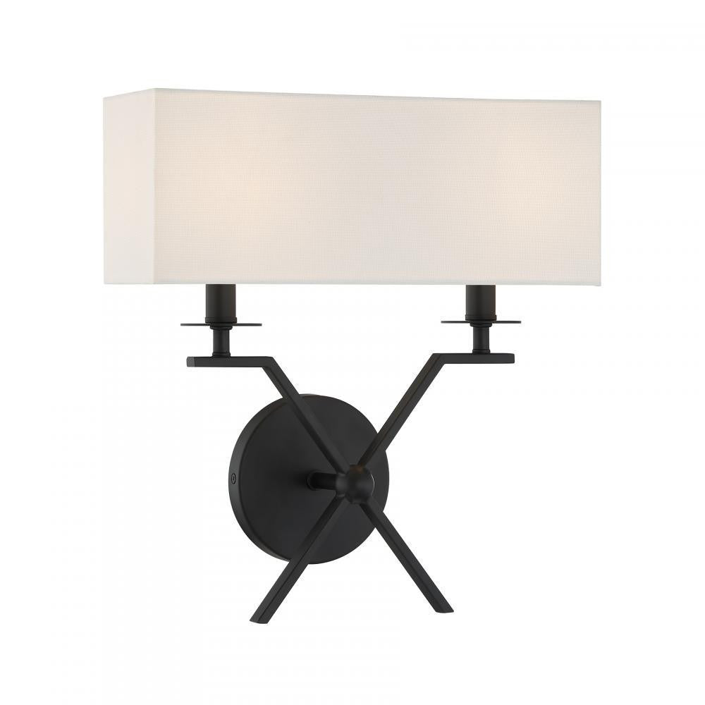 Savoy House Arondale 2-Light Wall Sconce in Matte Black, Savoy House 9-3305-2-89 ALYJW