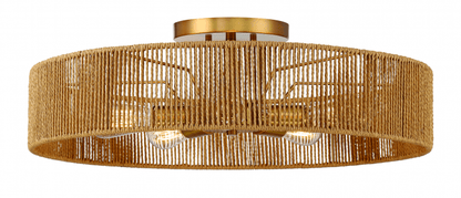 Savoy House Ashe Ceiling Light, 5-Light, Warm Brass and Rope, Rope Shade, 24"W (6-1682-5-320 AHWYL)