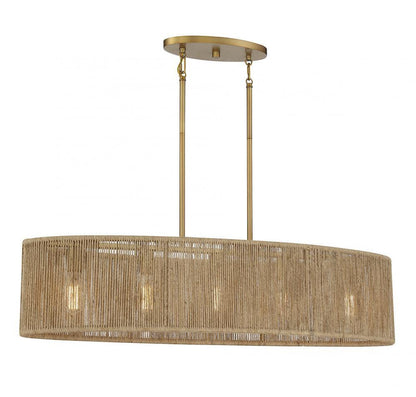 Savoy House Ashe 5-Light Chandelier Warm Brass and Rope
