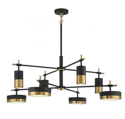 Savoy House Ashor 8-Light LED Chandelier Matte Black with Warm Brass Accents