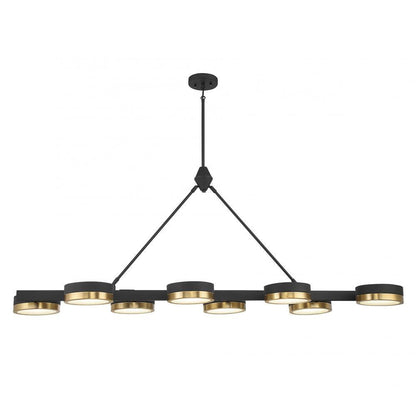 Savoy House Ashor 8-Light LED Linear Chandelier Matte Black with Warm Brass Accents