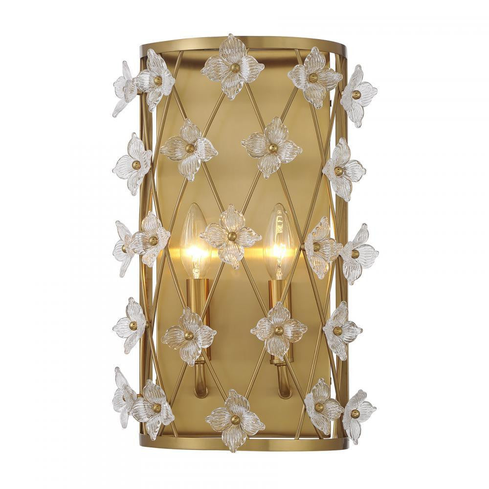 Savoy House Bailey 2-Light Wall Sconce Warm Brass