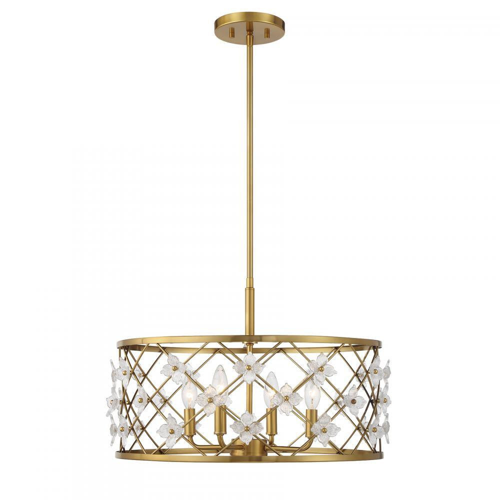 Savoy House Bailey 4-Light Convertible Semi-Flush or Pendant Warm Brass