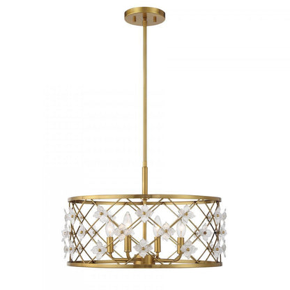 Savoy House Bailey 4-Light Convertible Semi-Flush or Pendant Warm Brass