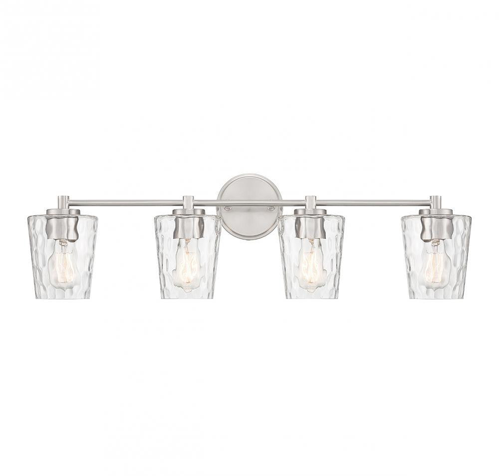 Savoy House Ballas Bathroom Vanity Light, 4-Light, Satin Nickel, Glass Shade, 31.5"W (8-5606-4-SN ALUPN)
