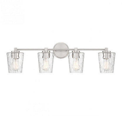 Savoy House Ballas Bathroom Vanity Light, 4-Light, Satin Nickel, Glass Shade, 31.5"W (8-5606-4-SN ALUPN)