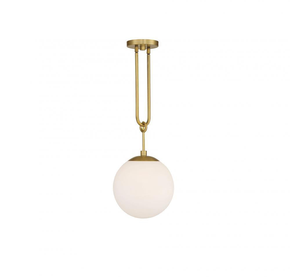 Savoy House Becker Pendant, 1-Light, Warm Brass, Glass Shade, 27.5"H (7-180-1-322 AHVXW)