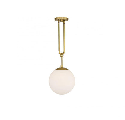Savoy House Becker Pendant, 1-Light, Warm Brass, Glass Shade, 27.5"H (7-180-1-322 AHVXW)