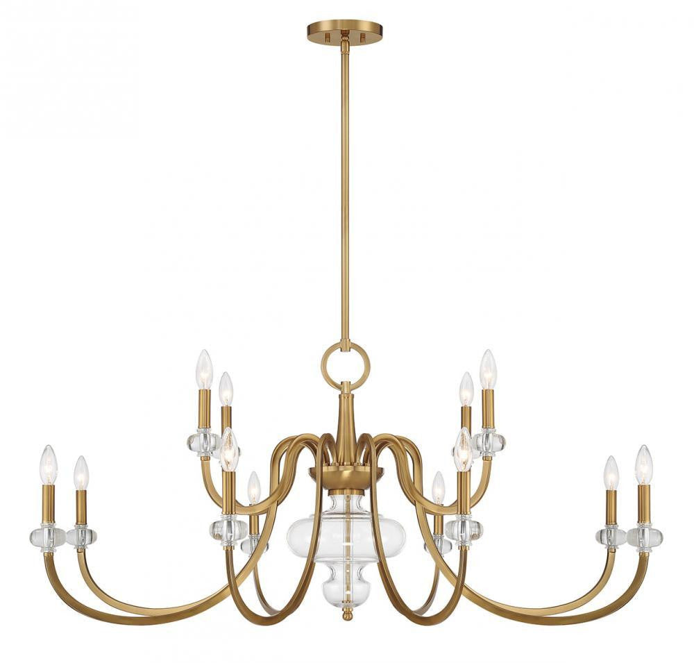 Savoy House Bergdorf 12-Light Chandelier Warm Brass