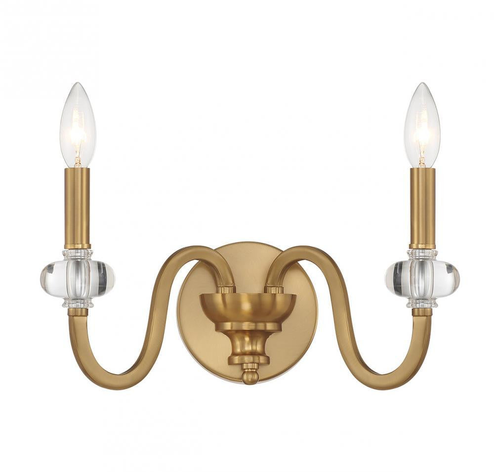 Savoy House Bergdorf 2-Light Wall Sconce Warm Brass