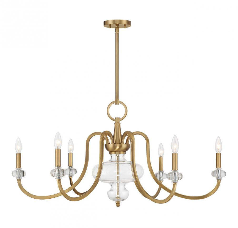 Savoy House Bergdorf 6-Light Chandelier Warm Brass
