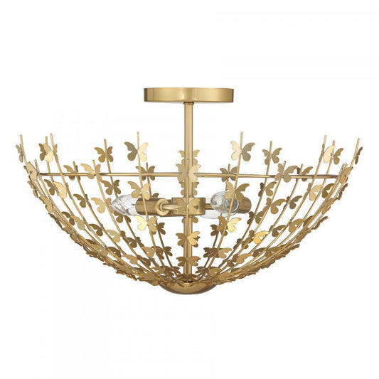 Savoy House Birch 3-Light Ceiling Light Burnished Brass