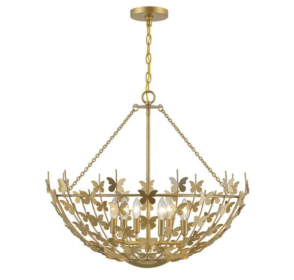 Savoy House Birch 6-Light Pendant Burnished Brass
