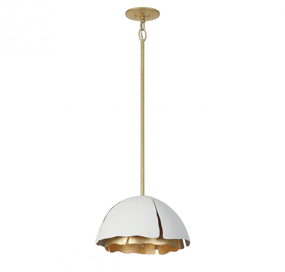 Savoy House Brewster 16-in Pendant Cavalier Gold with Royal White