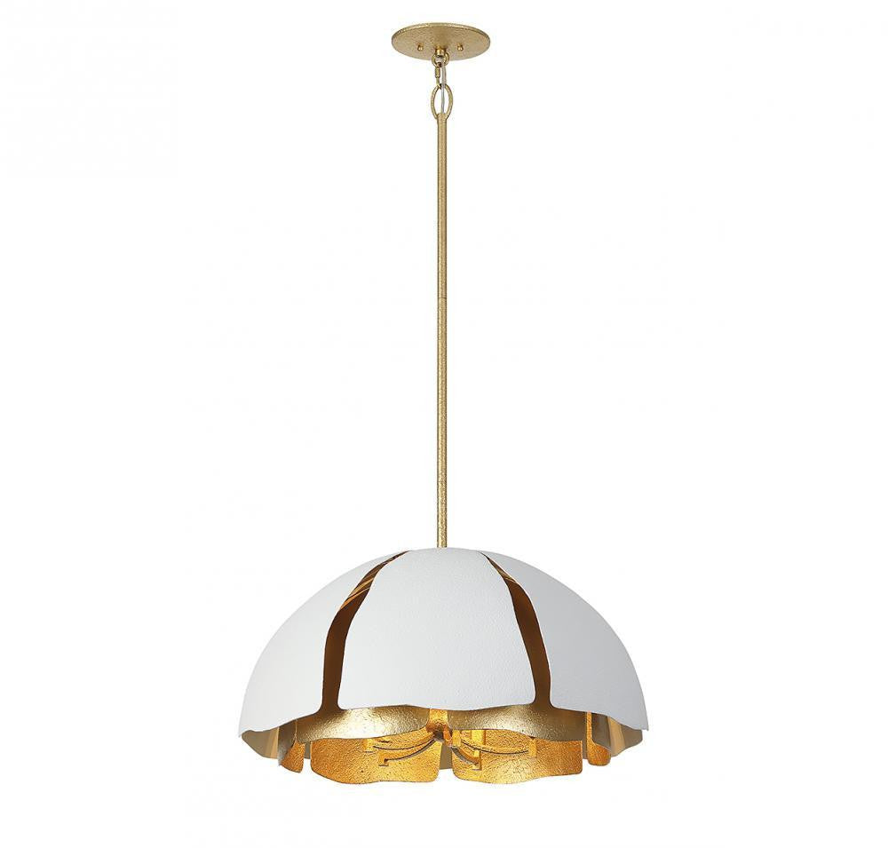 Savoy House Brewster 26-in Pendant Cavalier Gold with Royal White