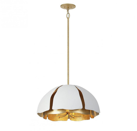 Savoy House Brewster 26-in Pendant Cavalier Gold with Royal White