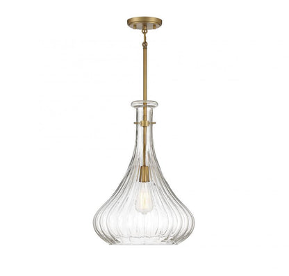 Savoy House Bristo Pendant, 1-Light, Warm Brass, Glass Shade, 20"H (7-2265-1-322 AHUZG)