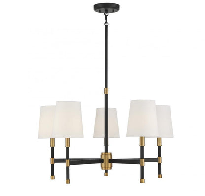 Savoy House Brody 5-Light Chandelier Matte Black with Warm Brass Accents