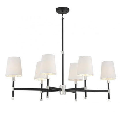 Savoy House Brody 6-Light Linear Chandelier Matte Black with Polished Nickel Accents