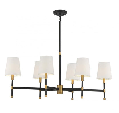 Savoy House Brody 6-Light Linear Chandelier Matte Black with Warm Brass Accents