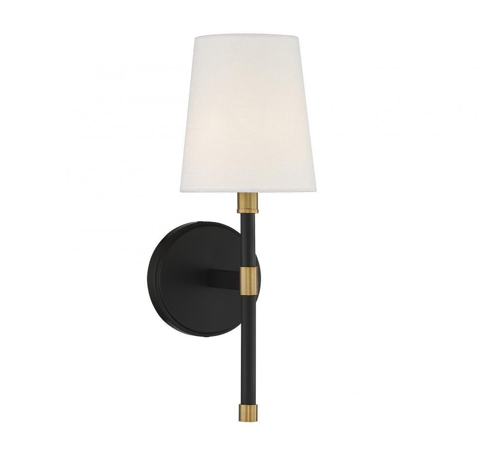 Savoy House Brody Wall Sconce Matte Black with Warm Brass Accents