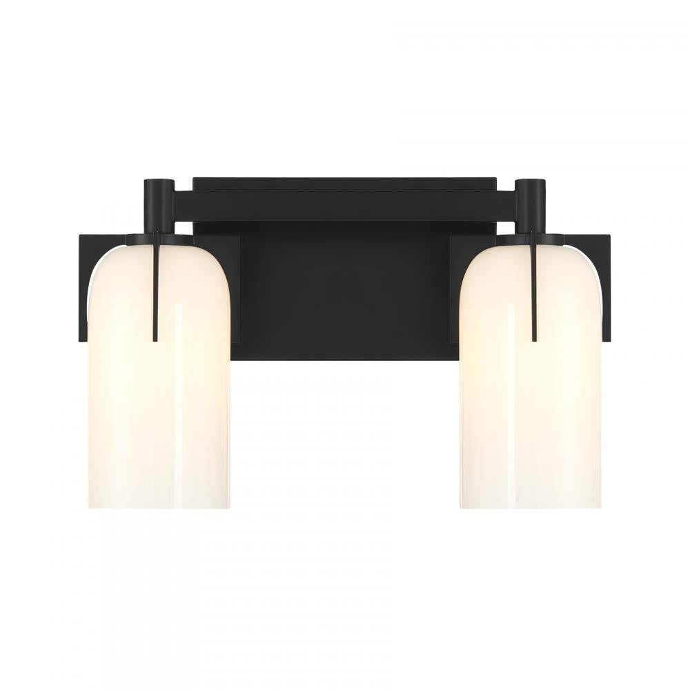 Savoy House Caldwell 2-Light Bathroom Vanity Light in Matte Black, Savoy House 8-4128-2-BK ALXMP