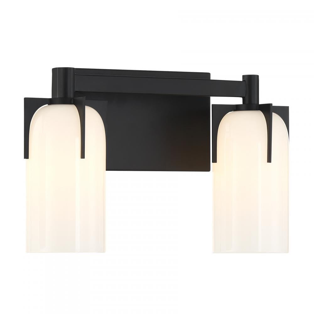 Savoy House Caldwell 2-Light Bathroom Vanity Light in Matte Black, Savoy House 8-4128-2-BK ALXMP
