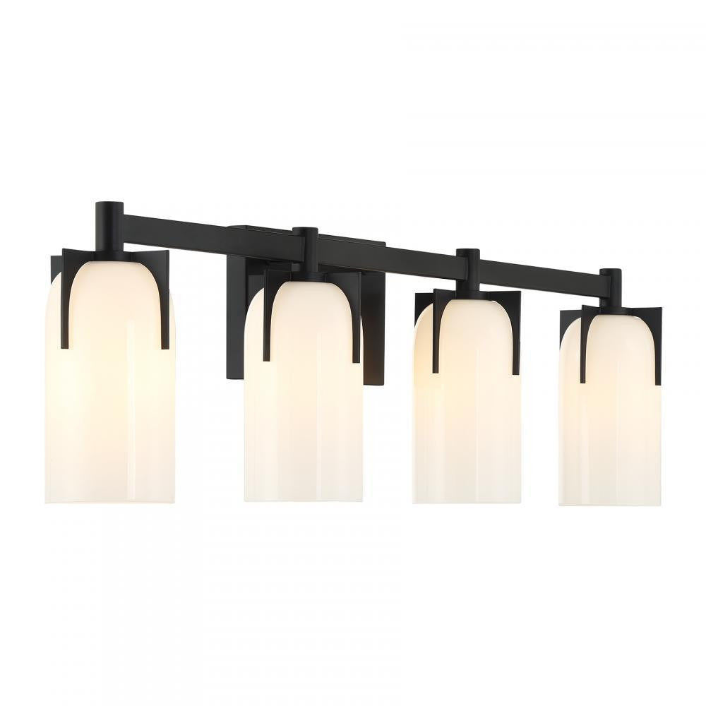 Savoy House Caldwell 4-Light Bathroom Vanity Light in Matte Black, Savoy House 8-4128-4-BK ALYJ0
