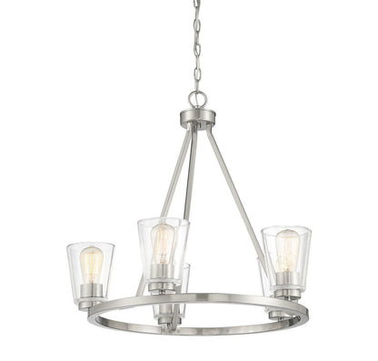 Savoy House Calhoun Chandelier, 5-Light, Satin Nickel, Glass Shade, 25"W (1-1021-5-SN AHUZX)