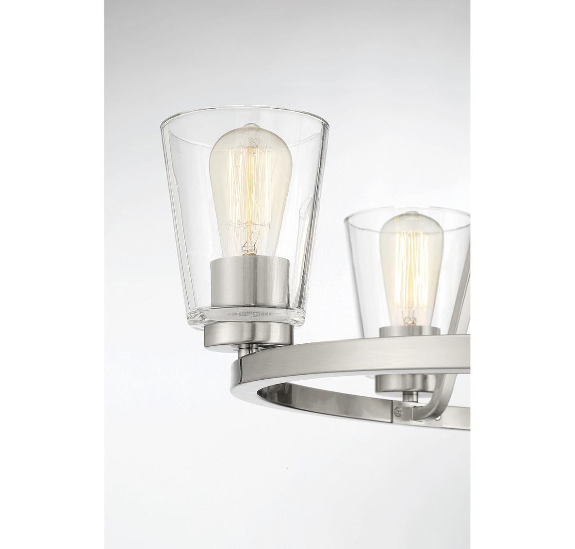 Savoy House Calhoun Chandelier, 5-Light, Satin Nickel, Glass Shade, 25"W (1-1021-5-SN AHUZX)