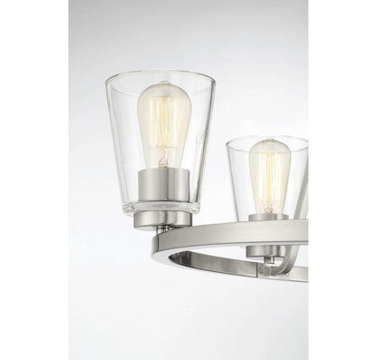 Savoy House Calhoun Chandelier, 5-Light, Satin Nickel, Glass Shade, 25"W (1-1021-5-SN AHUZX)