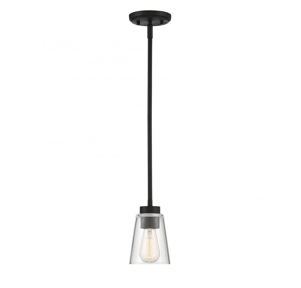 Savoy House Calhoun Pendant, 1-Light, Matte Black, Glass Shade, 7"H (7-1026-1-89 AHV05)