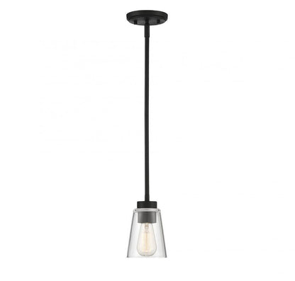 Savoy House Calhoun Pendant, 1-Light, Matte Black, Glass Shade, 7"H (7-1026-1-89 AHV05)