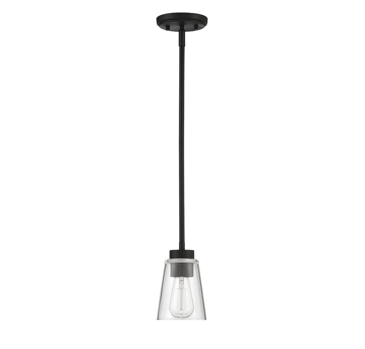 Savoy House Calhoun Pendant, 1-Light, Matte Black, Glass Shade, 7"H (7-1026-1-89 AHV05)
