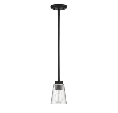 Savoy House Calhoun Pendant, 1-Light, Matte Black, Glass Shade, 7"H (7-1026-1-89 AHV05)