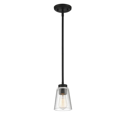 Savoy House Calhoun Pendant, 1-Light, Matte Black, Glass Shade, 7"H (7-1026-1-89 AHV05)