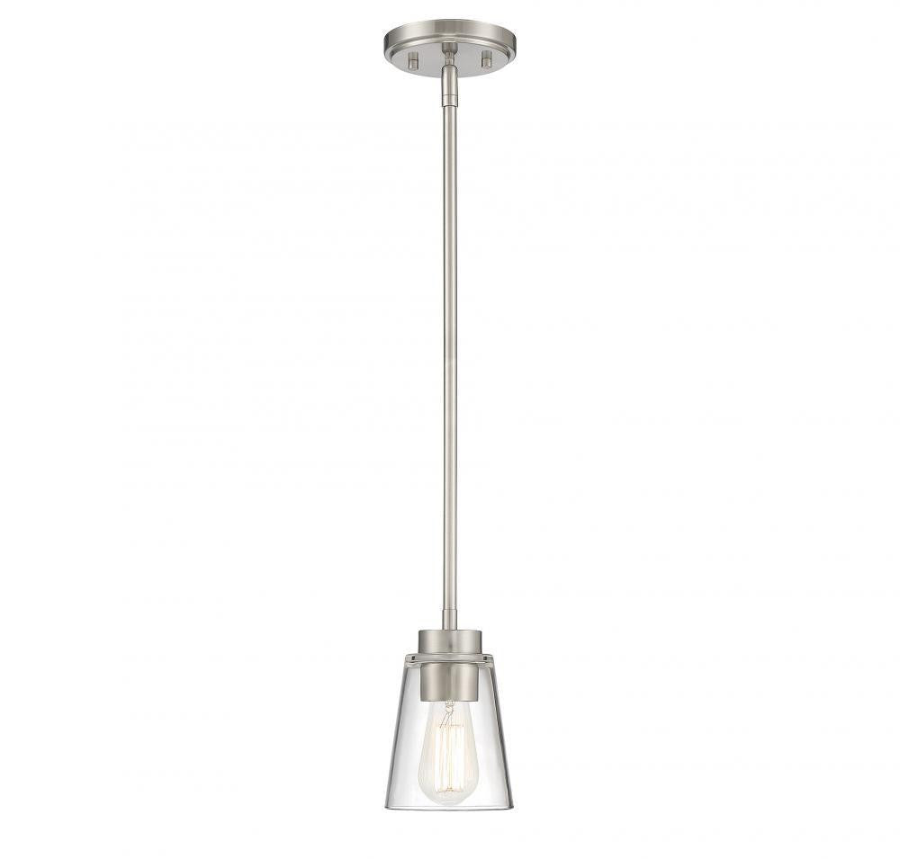 Savoy House Calhoun Pendant, 1-Light, Satin Nickel, Glass Shade, 7"H (7-1026-1-SN AHV06)
