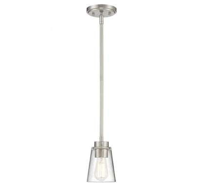 Savoy House Calhoun Pendant, 1-Light, Satin Nickel, Glass Shade, 7"H (7-1026-1-SN AHV06)