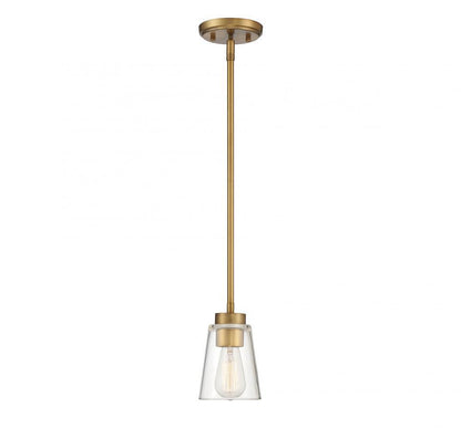 Savoy House Calhoun Pendant, 1-Light, Warm Brass, Glass Shade, 7"H (7-1026-1-322 AHV07)