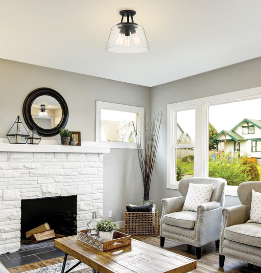 Savoy House Calhoun 3-Light Semi-Flush Mount Satin Nickel