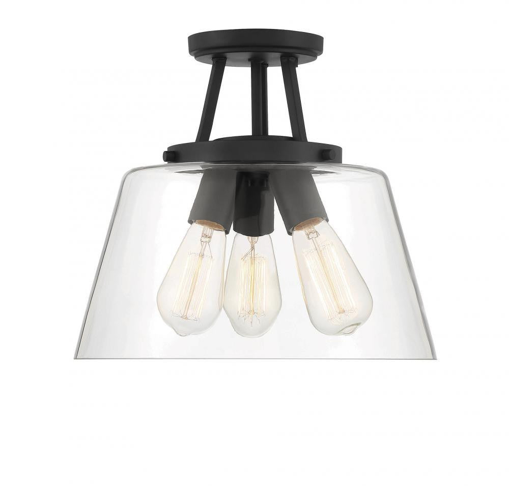 Savoy House Calhoun 3-Light Semi-Flush Mount Matte Black