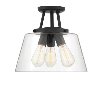 Savoy House Calhoun 3-Light Semi-Flush Mount Matte Black
