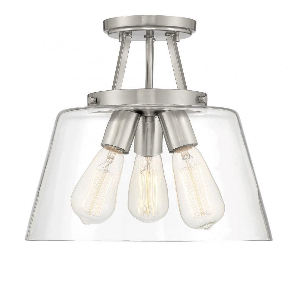 Savoy House Calhoun 3-Light Semi-Flush Mount Warm Brass